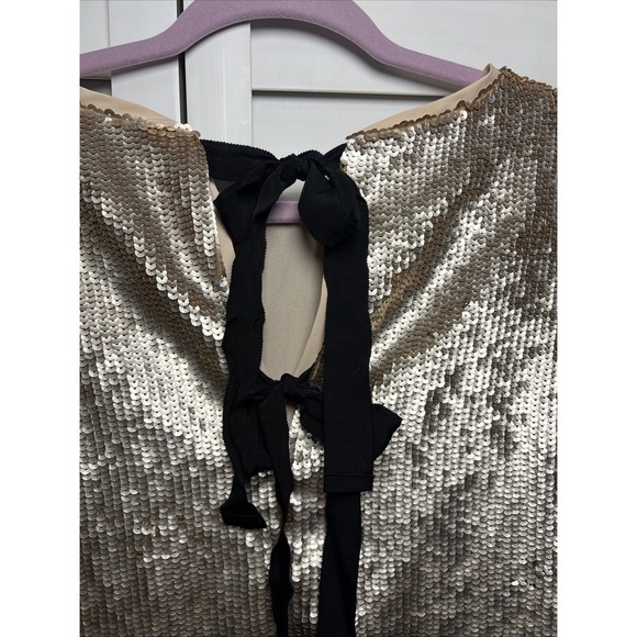 J. Crew Gold Sequin Blouse with Black Bow - Picture 11 of 12